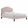 Daisy Tapered Wood Leg Performance Velvet Queen Platform Bed