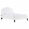 Daisy Tapered Wood Leg Performance Velvet Queen Platform Bed