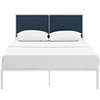Della King Fabric Bed in White Azure