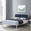 Della King Fabric Bed in White Azure