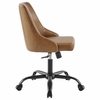 Designate Swivel Vegan Leather Office Chair in Black Tan