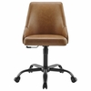 Designate Swivel Vegan Leather Office Chair in Black Tan