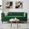 Devote Channel Tufted Performance Velvet Loveseat in Emerald