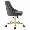 Distinct Tufted Swivel Performance Velvet Office Chair in Gold Gray