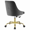 Distinct Tufted Swivel Performance Velvet Office Chair in Gold Gray