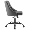 Distinct Tufted Swivel Vegan Leather Office Chair in Black Gray
