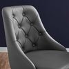Distinct Tufted Swivel Vegan Leather Office Chair in Black Gray