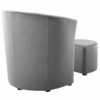 Divulge Performance Velvet Arm Chair and Ottoman Set in Gray