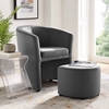 Divulge Performance Velvet Arm Chair and Ottoman Set in Gray