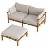 Eleni 2-Piece Outdoor Patio Teak Wood Loveseat with Ottoman Set