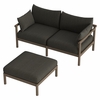 Eleni 2-Piece Outdoor Patio Teak Wood Loveseat with Ottoman Set