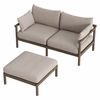 Eleni 2-Piece Outdoor Patio Teak Wood Loveseat with Ottoman Set