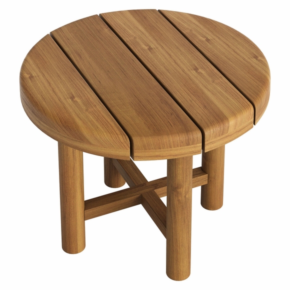 Eleni 20-Inch Round Outdoor Patio Teak Wood Side Table