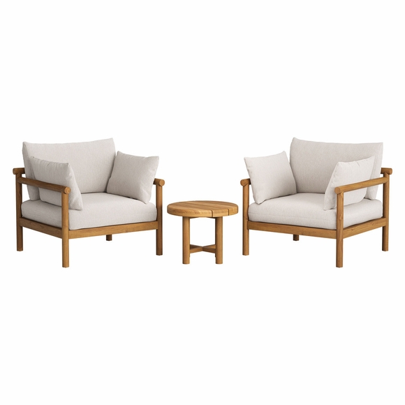 Eleni 3-Piece Outdoor Patio Teak Wood Furniture Set