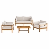Eleni 4-Piece Outdoor Patio Teak Wood Sofa Set