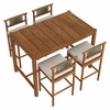 Eleni 5-Piece Outdoor Patio Teak Wood Bar Set