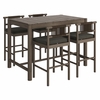 Eleni 5-Piece Outdoor Patio Teak Wood Bar Set