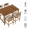 Eleni 5-Piece Outdoor Patio Teak Wood Bar Set