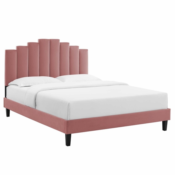 Elise Twin Performance Velvet Platform Bed in Dusty Rose