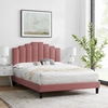 Elise Twin Performance Velvet Platform Bed in Dusty Rose