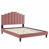 Elise Twin Performance Velvet Platform Bed in Dusty Rose