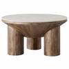 Ellison 33" Round Wood Coffee Table With Marble Top in Walnut
