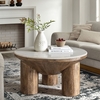 Ellison 33" Round Wood Coffee Table With Marble Top in Walnut