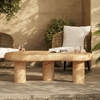 Elowen Indoor - Outdoor Patio Textured Faux Travertine Coffee Table in Travertine