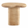 Elowen Indoor - Outdoor Patio Textured Faux Travertine Side Table in Travertine