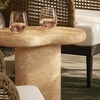 Elowen Indoor - Outdoor Patio Textured Faux Travertine Side Table in Travertine