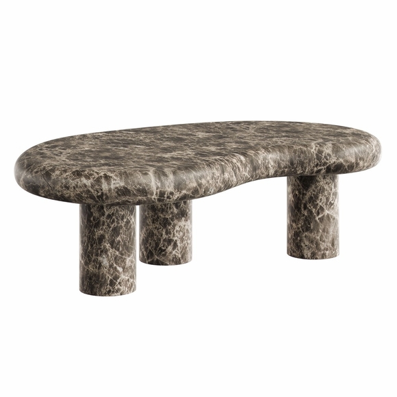 Elowen Outdoor Patio Faux Marble Coffee Table in Dark Emperador Marble