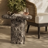 Elowen Outdoor Patio Faux Marble Side Table in Dark Emperador Marble