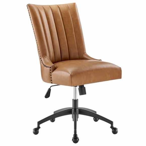 Empower Channel Tufted Vegan Leather Office Chair in Black Tan