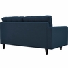 Empress Left-Facing Upholstered Fabric Loveseat in Azure