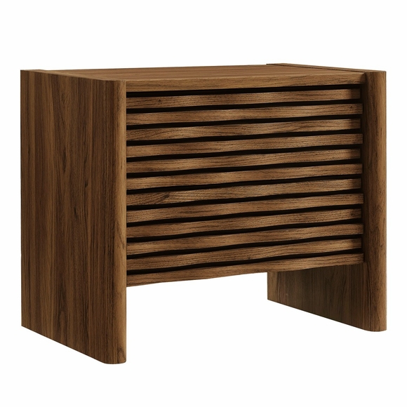 Emric Wave Nightstand in Walnut