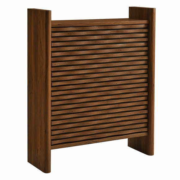 Emric Wave Shoe Cabinet in Walnut