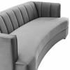 Encompass Channel Tufted Performance Velvet Curved Sofa in Gray