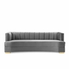 Encompass Channel Tufted Performance Velvet Curved Sofa in Gray