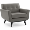 Engage Top-Grain Leather Lounge Accent Armchair in Gray