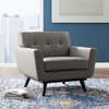 Engage Top-Grain Leather Lounge Accent Armchair in Gray