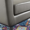 Engage Top-Grain Leather Lounge Accent Armchair in Gray