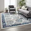 Entourage Odile Distressed Floral Moroccan Trellis 8x10 Area Rug in Ivory and Blue