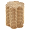 Erika Scalloped Natural Rattan Side Table in Natural