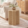 Erika Scalloped Natural Rattan Side Table in Natural