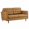 Exalt Tufted Leather Loveseat in Tan