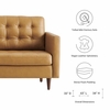 Exalt Tufted Leather Loveseat in Tan