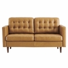 Exalt Tufted Leather Loveseat in Tan