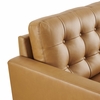 Exalt Tufted Leather Loveseat in Tan
