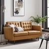 Exalt Tufted Leather Loveseat in Tan