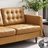 Exalt Tufted Leather Loveseat in Tan